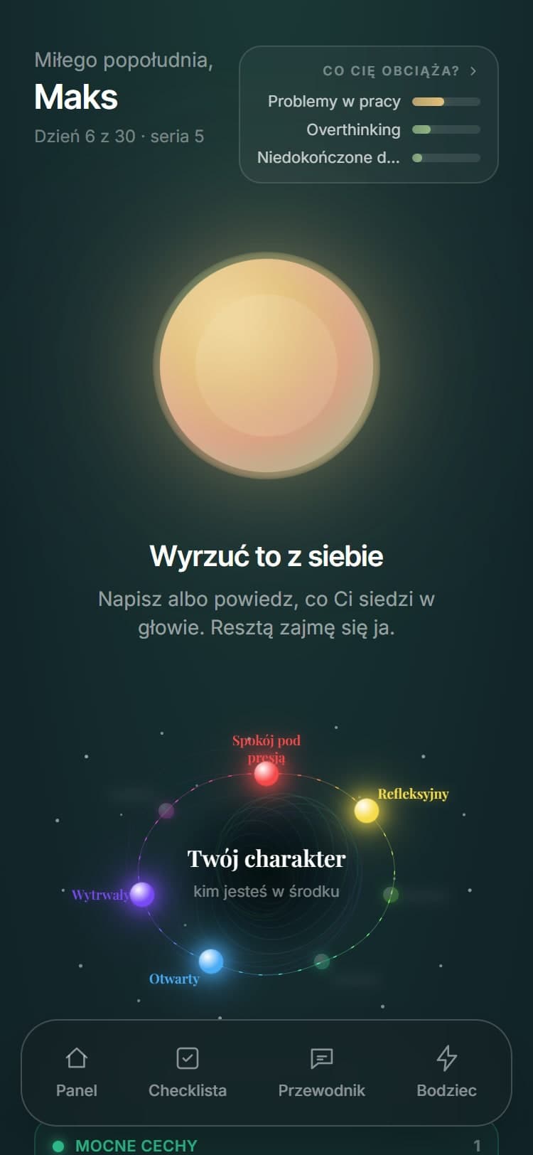 Mapa charakteru w apce Nowy Ja